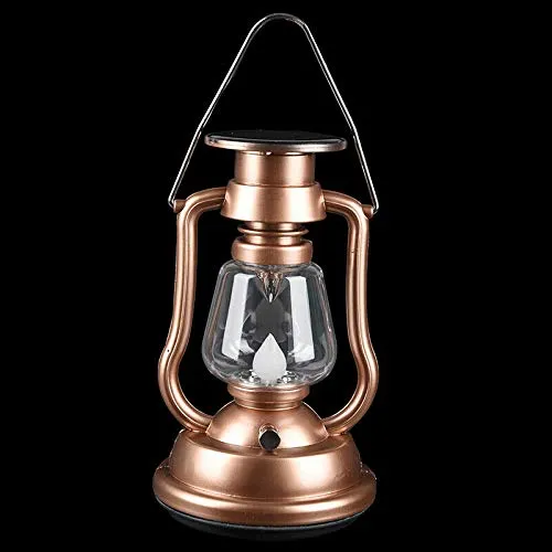 Bronzed Solar Power Lantern Lamp Lights Outdoor Hand Crank 7 LED Bright Gar T5A2