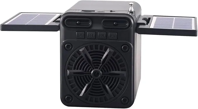 Multi-function FM Radio with Solar Panel, Speaker and TF Card Compatibility