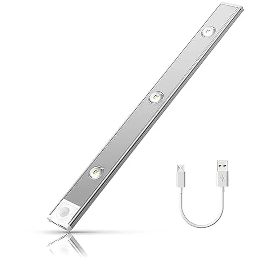 Motion Sensor Under Cabinet Light, 40 cm,1200 mAh Battery, 3 Dimmable LED Color Modes