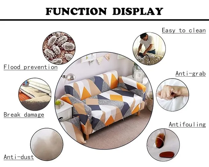 Shukii Stretch Sofa Slipcovers Fitted Furniture Protector Printed Sofa Cover Stylish Fabric Couch Cover with 1 Pillowcases