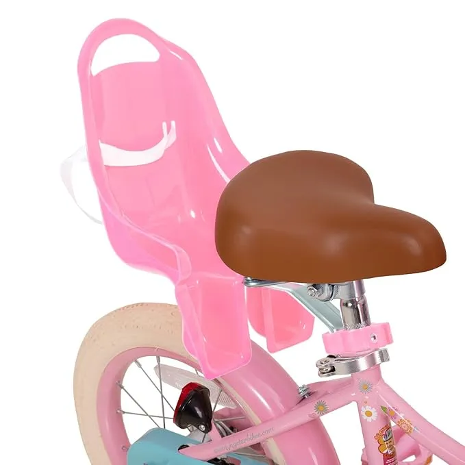Little Daisy 16 Inch Kids Bike for 4 5 6 7 Years Girls with Handbrake 16" Children Princess Bicycle with Training Wheels Basket Streamer Toddler Cycle Bikes Pink