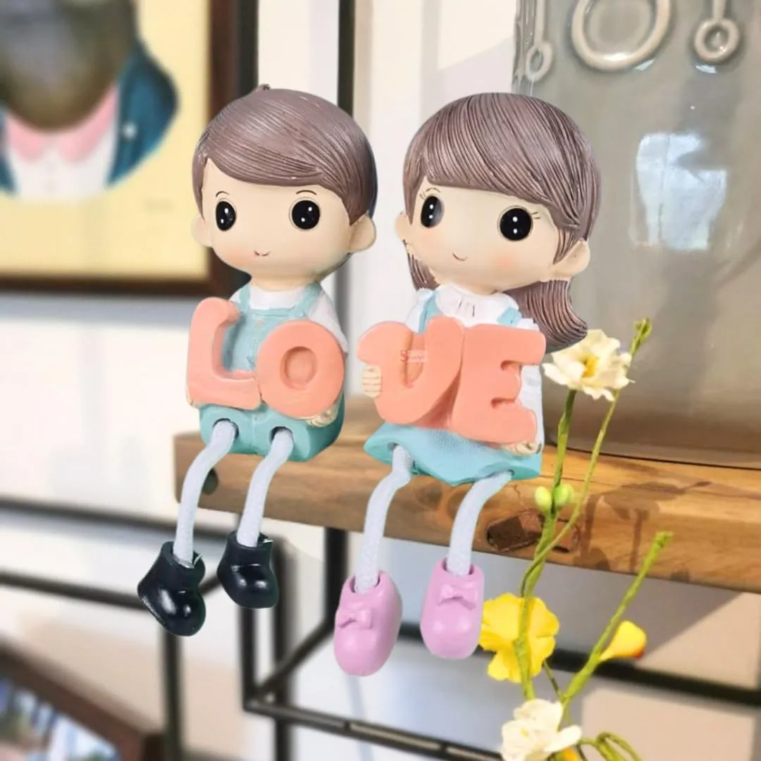 1 Set Hanging Legs Romantic Couple Showpiece | Cute Boy & Girl Figurine | Home Décor, Living Room, Bedroom