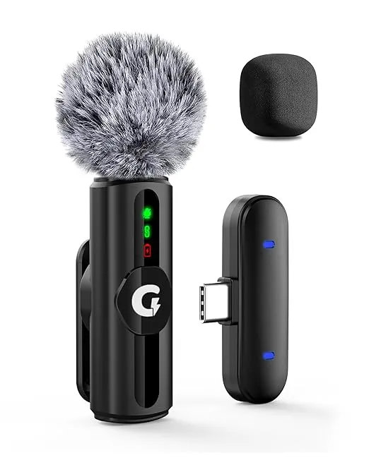 Mic for YouTube Wireless, 3-Level Adjustable Noise Reduction Mic Wireless,S12 Wireless Microphone for Youtubers with LED Indicator Light